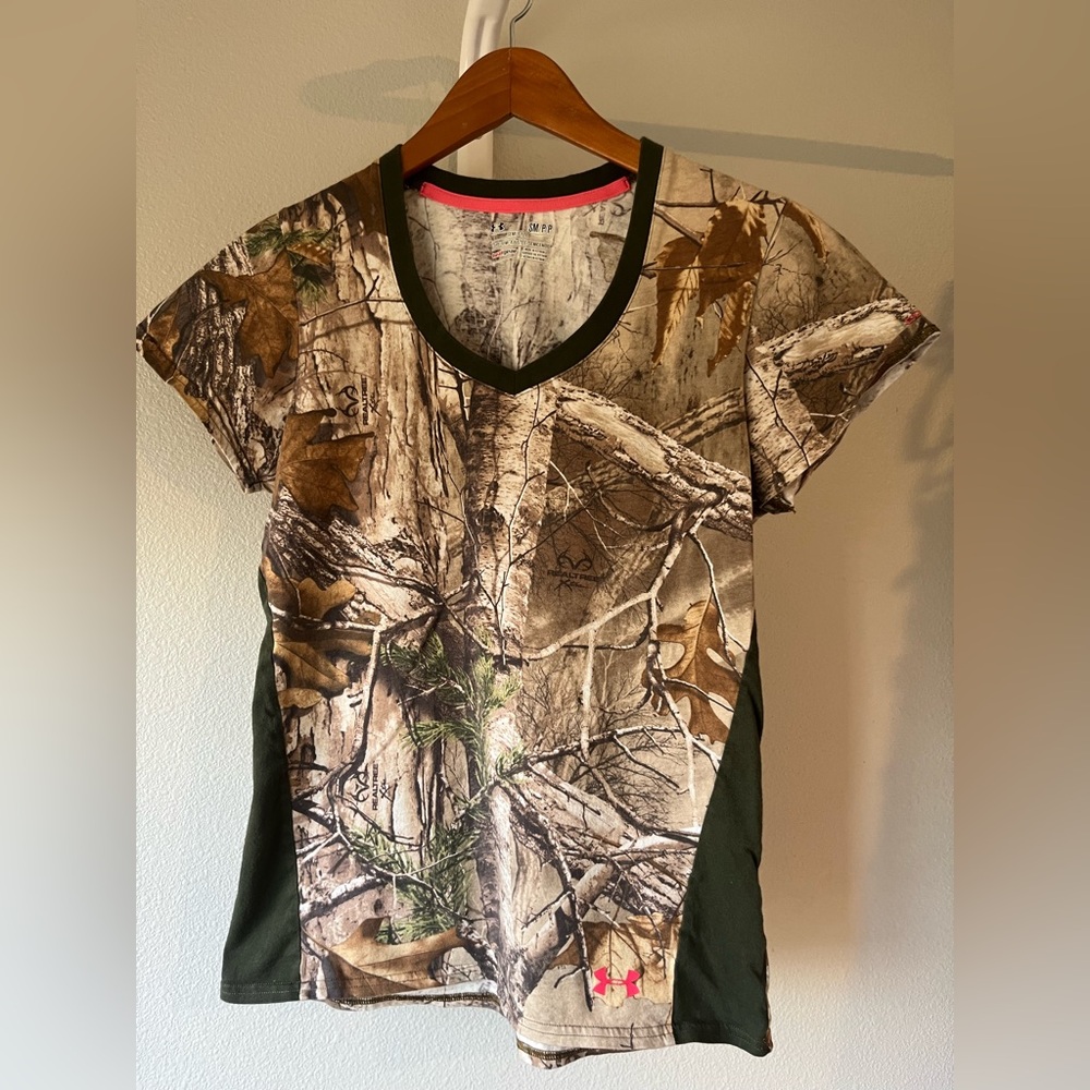 Women’s Under Armour Camo Tee with Pink Trim